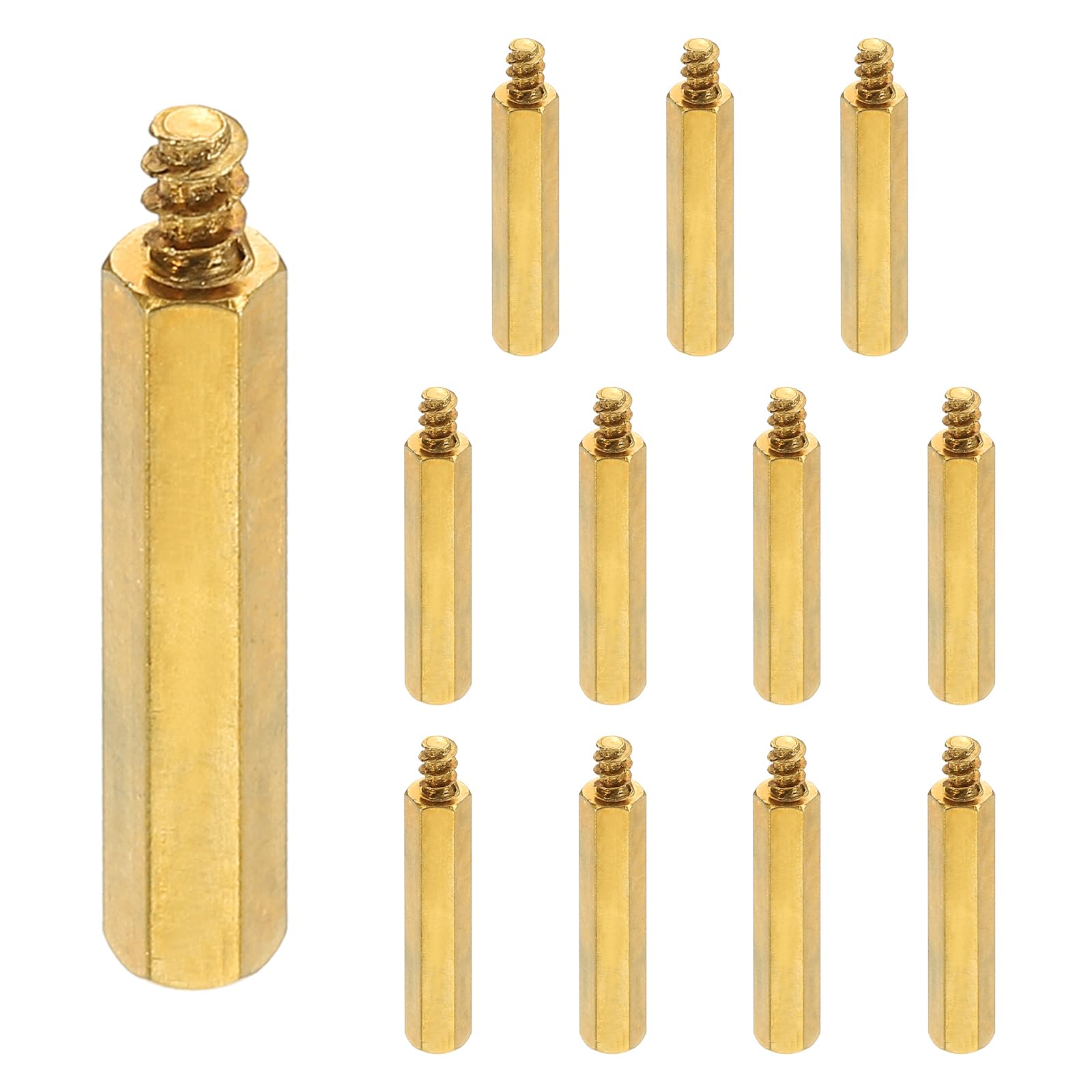 PATIKIL 12pcs M4 Male to Female Self-Tapping Hex Standoffs Spacers Pillars, M4 30+6mm Brass Motherboard Standoffs Copper — image 1