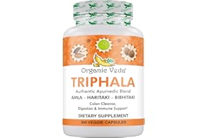 Organic Veda Triphala Powder 300 Capsules, 1000mg - Organic Triphala Supplement for Colon Cleanse, Immune, Gut & Digestion Health - Whole Green Antioxidants Amla, Haritaki & Bibhitaki - Vegan Pills