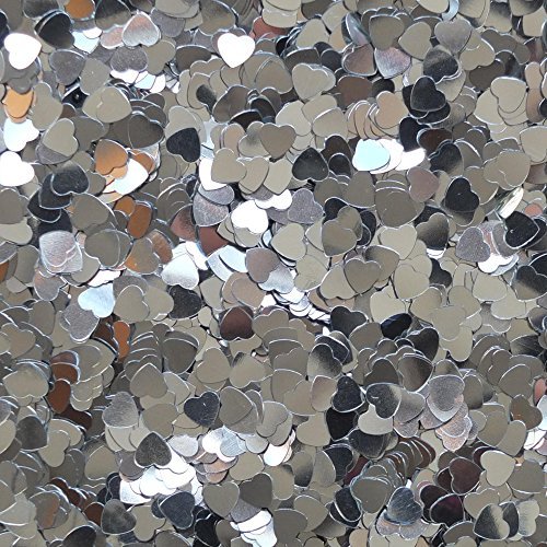 Silver Heart Sequin 6mm (1/4") Confetti Glitter No hole Metallic Embellishment Costume Craft