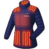 Venustas Women's Lightweight Heated Jacket with Battery, 6-Zone Electric Puffer Winter Coat for Outdoor Camping Hiking
