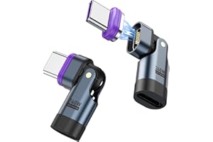 BTFO 2pcs PD 240W 16PIN USB-C Magnetic Adapters, Right Angle 90 Degree USB-C Magnetic Adapter Compatible with iPhone MacBook 