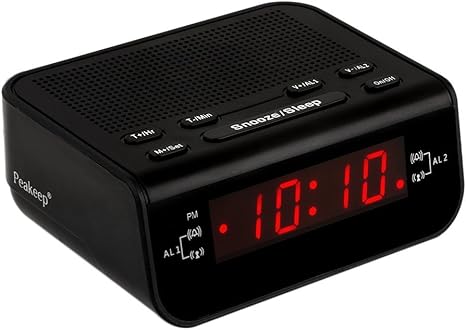Amazon Com Peakeep Little Digital Fm Alarm Clock Radio With Dual Alarm Snooze Sleep Timer And Battery Backup Kitchen Dining