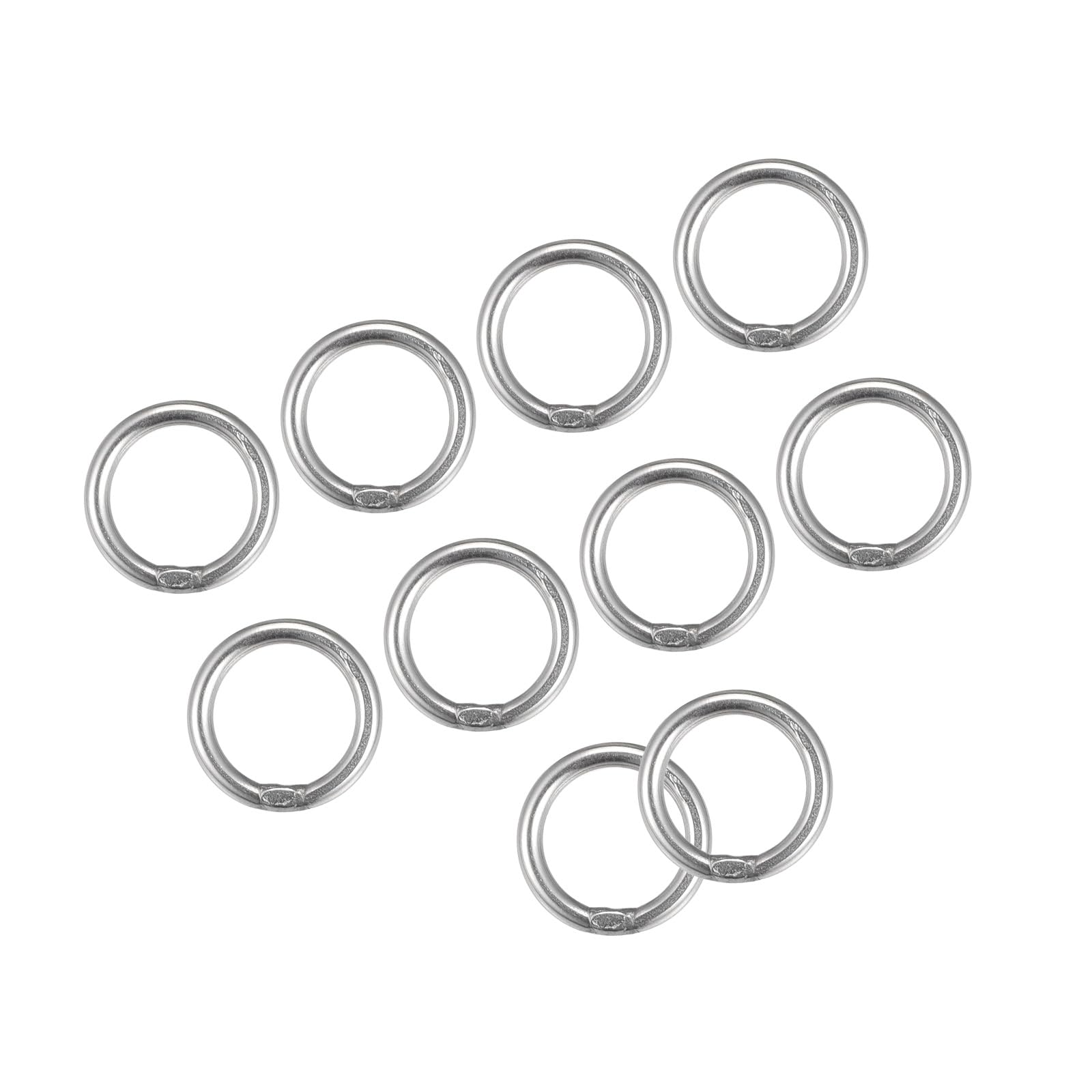 METALLIXITY 316 Stainless Steel O Rings (15x3mm) 10pcs, Welded Round Ring - for Ropes, Hanging Objects