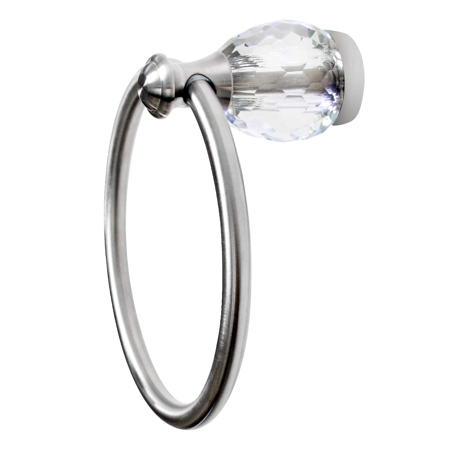 HouseAid Crystal Towel Ring for Bathroom Diamond Hand Towel Holder Circle Towel Hanger Round Hand Towel Rack Stainless Steel Wall Mounted Brushed Nickel