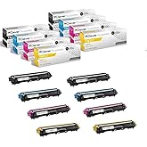 CS Replacement Toner Cartridge Compatible with Brother TN225 TN-225 TN221 TN-221 TN-221BK TN-225C TN-225M TN-225Y Set DCP-9020CDN 9020CDW HL-3140CDW 3150CDW MFC-9130CW 9330CDW 9340CDW 8 Color Set