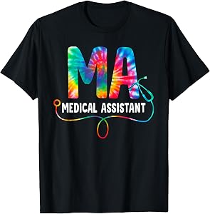 Tie Dye MA Medical Assistant Nurse Stethoscope MA T-Shirt