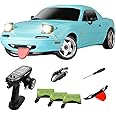 HOENTECH LDRC 1804 Pro RC Drift Car Model with Gyro, 1/18 Scale RWD Full Proportional Control RTR Mini Racing Drift Car for Adult, Alloy Body Shell - 3 Battery