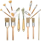 Seekers Cove - 13 Piece Pro Paintbrush Kit - Landscape Brush Set - Wet on Wet - 1, 1.5, 2 Inch Blender Brush, Fan, Filbert, Knives, and Fineliner - Natural Bristle - Oil and Acrylic