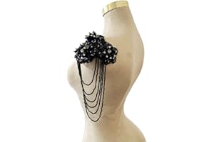 Jpumley.pksn Handmade 3D Three-Dimensional Flower Rhinestones Applique Sewing Crystal Fringe Beads Sequins Patches Accessory for Wedding Dresses DIY Decorative 6X10inches 1PCS/Bag (Black)