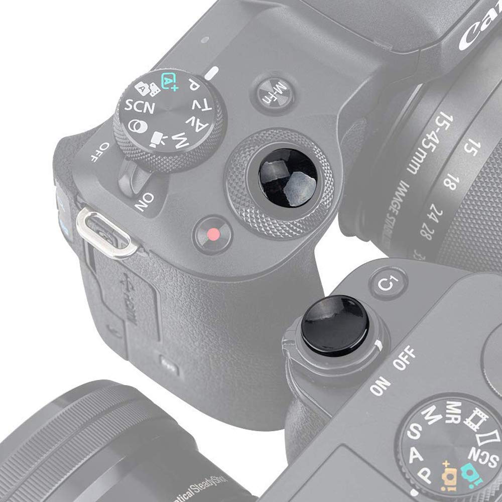 Non-screwed Type Soft Release Button for Fuji GFX100SII GFX50S GFX50R XT1 XH1 XS10 XT100 XA5 XA3 XA20 X-T1 XF10, Son. A7M5 ZVE10II A6700 Nik. Zfc with Flat Shutter Button (Convex & Concave Black Kit)