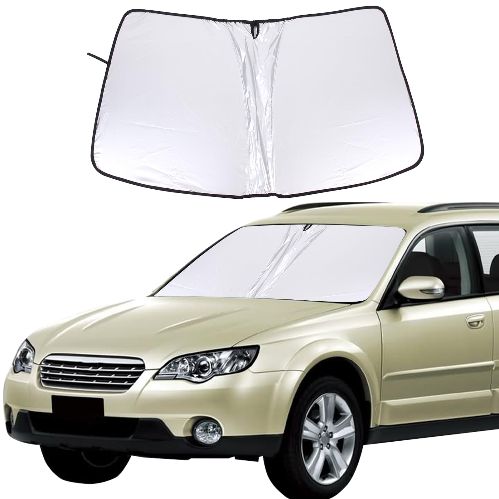 Photo 1 of Windshield Sunshade Compatible with Subaru Outback 2004-2009?Front Window Sunshade Sun Visor Protector, Foldable Windshield Sunshade Sun Shield Blocks UV Rays (Silver)