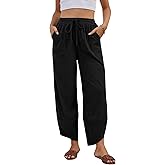 grewley Womens Corduroy Pants Casual Wide Leg Pants Harem Pants Baggy Trousers Drawstring Elastic with Pockets