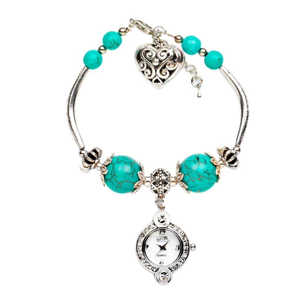 Eton Ladies Charm Watch 2893-1 with Aqua Beads