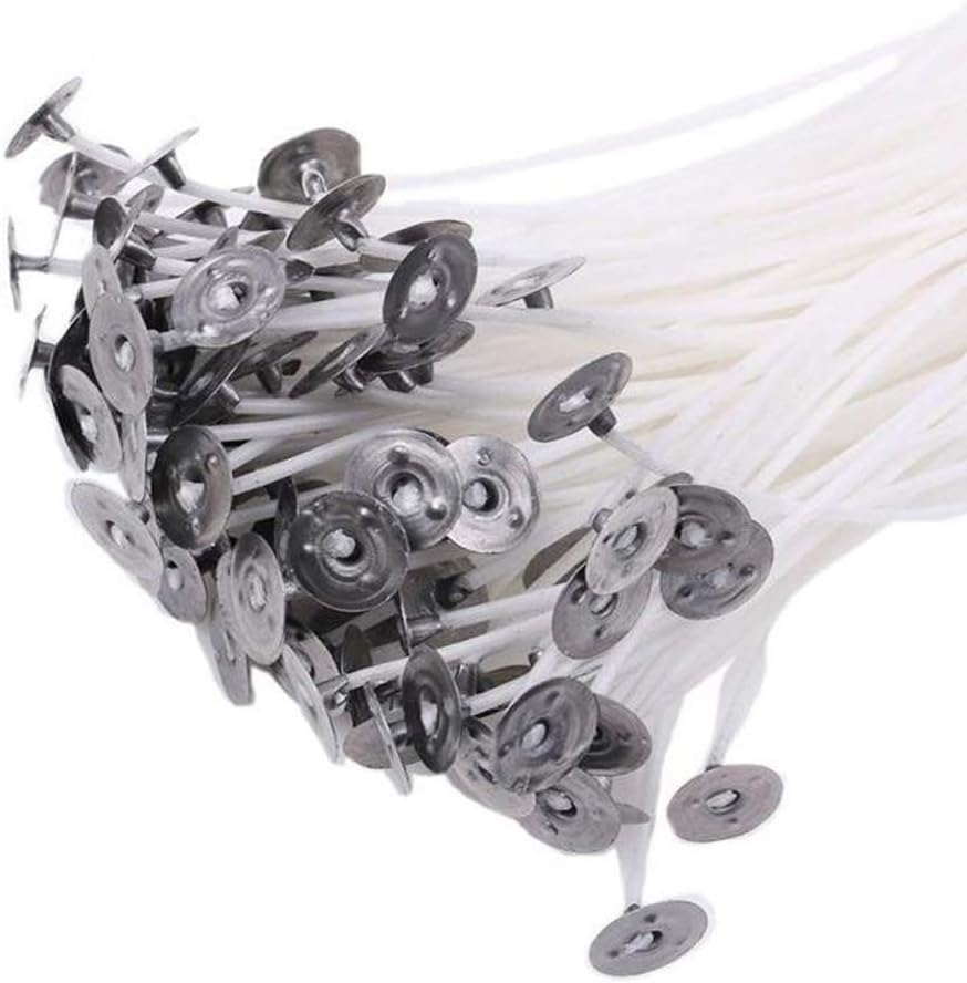 Pack of 50 20cm Pre Waxed Wicks for Candle Making with Sustainers