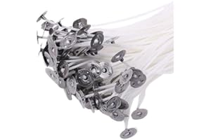 Pack of 50 20cm Pre Waxed Wicks for Candle Making with Sustainers