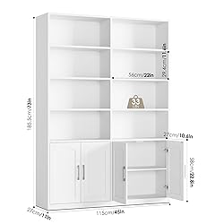FACBOTALL Bookshelf and Bookcase with Doors, 6 Tier