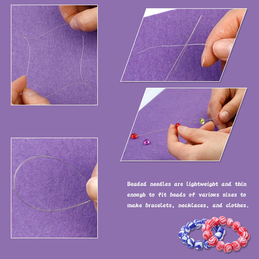 58 Pcs Beading Needles for Jewelry Making, Big Eye Beading Needles Ultra-Thin Stainless Steel Craft Seed Bead Needles, Flexible Eye, Perfect for Beading, Embroidery & DIY Crafts