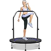 Wonlink 40"/48" Rebounder Trampoline for Adults Mini Trampoline for Adults and Kids Exercise Rebounder with Bar Fitness Trampoline Indoor Height Adjustable Max Load 330/440lbs