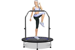 Wonlink 40"/48" Rebounder Trampoline for Adults Mini Trampoline for Adults and Kids Exercise Rebounder with Bar Fitness Trampoline Indoor Height Adjustable Max Load 330/440lbs