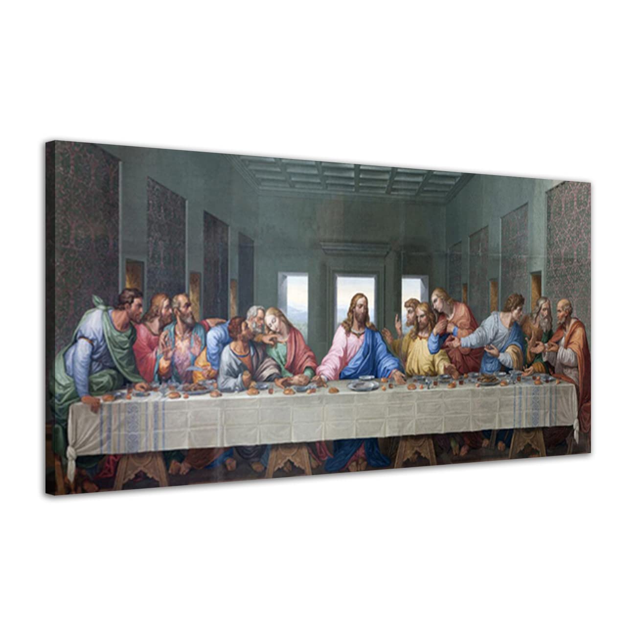ZHONGYUTONG The Last Supper Canvas Wall Art Leonardo da Vinci Famous Oil Paintings Reproduction Classic Jesus Framed Artwork Modern Home Prints Decor for Kitchen Bedroom (12''x24''(30x60cm)), Black