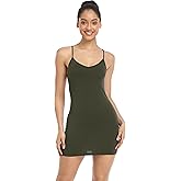 Qaffier Full Slips Dress for Women Adjustable Spaghetti Strap V Neck Under Dress Camisole Mini Slip Dress