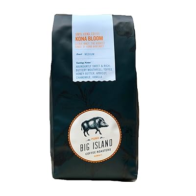 100% Kona Coffee - Whole Bean 'Kona Bloom' (Extra Fancy) Premium Hawaiian Kona Coffee Beans. Medium Roasted by Big Island Coffee Roasters (10 oz)