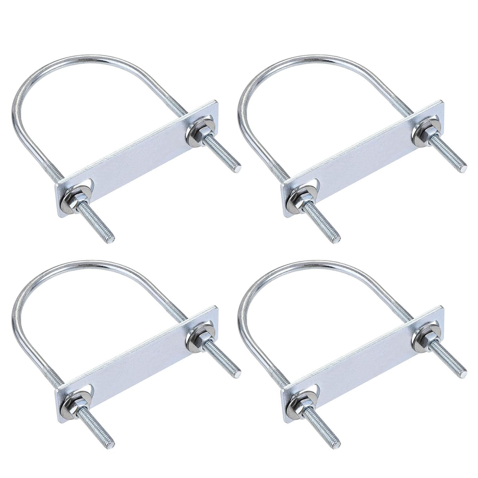 TA-VIGOR 4 sets M6 Round U-Bolts, 70mm Inner Width 120mm Length Steel U-Bolts with Nut, Plate, Washer for Attaching Piping Conduit Cable Tube Brackets Boat Trailer