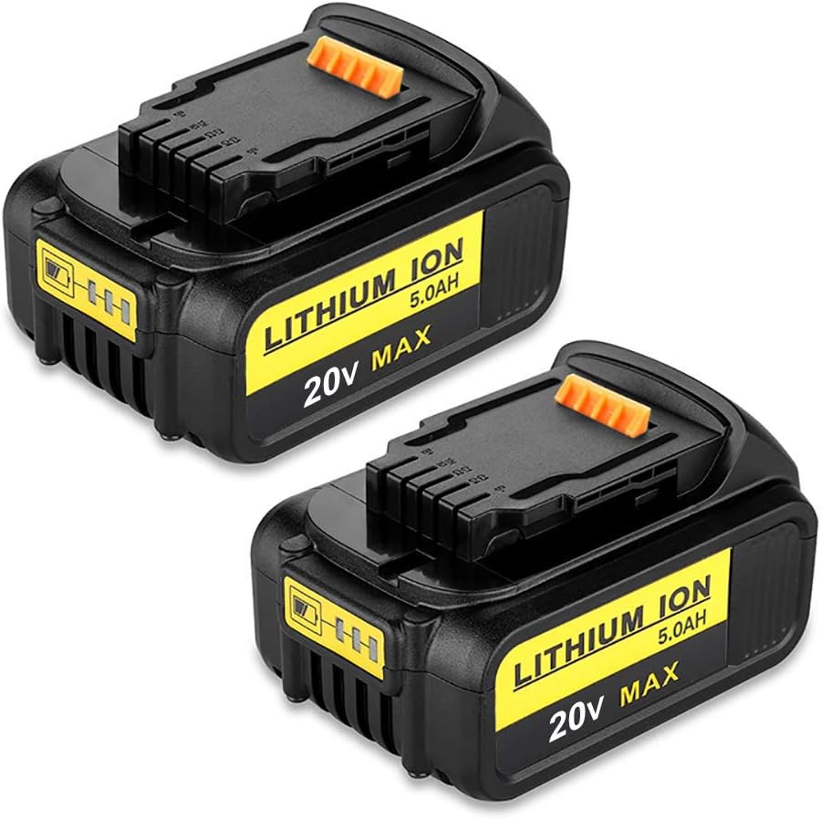 [2 Pack] DCB200 20V 5.0Ah MAX XR Replacement Battery for Dewalt 18V DCB184 DCB200 DCB182 DCB180 DCB181 DCB182 DCB201 Power Tools Boetpcr