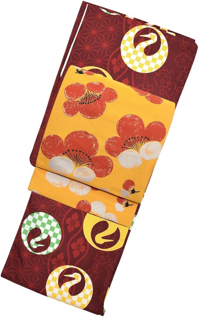 Amazon Kimonomachi 京袋帯 袷 着物セット エンジ 鶴 S M L Tl 2l 帯 着物セット S 帯 通販