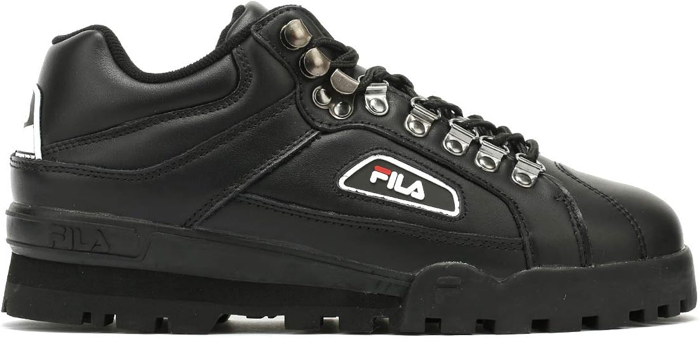 fila trailblazer black leather trainers