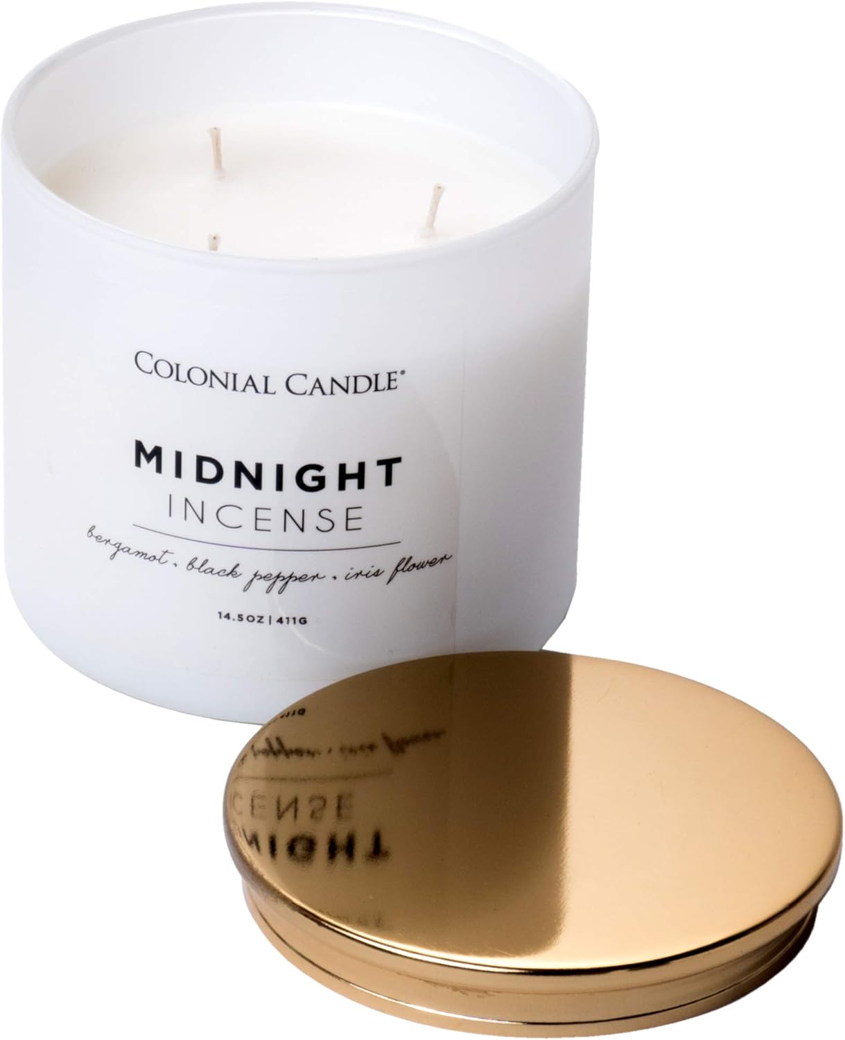 Colonial Candle Midnight Incense, Pop of Color Collection, Highly Scented Candle in Decorative Colored Glass Jar, Medium 14.5 OZ