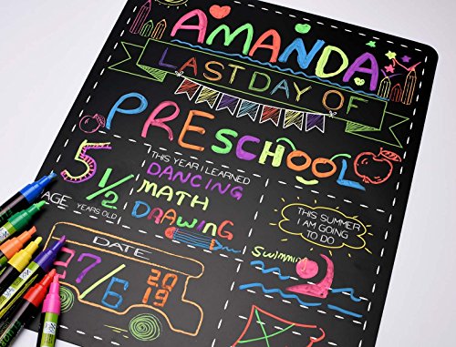 Personalized First Day and Last Day of School Sign 13" x 16" Large Chalkboard Style Photo Prop Back to School Supplies - 2 Pcs