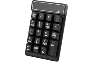 2.4G Cordless Number Pad, Mechanical Feel Numeric Keypad, Plug and Play, for Window Mac OS, with Curved Design and Waterproof