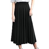 Nvziyichu Women's Midi Length Elastic High Waist Pleated Flared Swing Skirt
