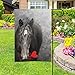 Double Sided Valentine's Day Black Horse with Heart Polyester Garden Flag Banner 12 x 18 Inch for Outdoor Home Garden Flower Pot Decor