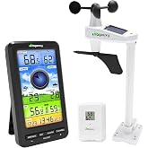 Urageuxy Wireless WiFi Weather Station Anemometer with Solar Wind Speed/Direction, and Indoor Outdoor Thermometer and Hygrometer