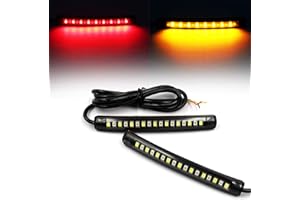 FXC 2x Universal Flexible LED Turn Signal Tail Brake License Plate Light Integrated for Motorcycle Bike ATV Car RV SUV, Brake/Running Tail Light(2Pack) (Amber Red)