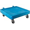 Carlisle FoodService Products E-Z Glide Warewashing Rack Dolly Dishwashing Rack Dolly with Drain for Kitchen and Restaurants, Plastic, 22.5 x 22.5 x 8 Inches, Blue