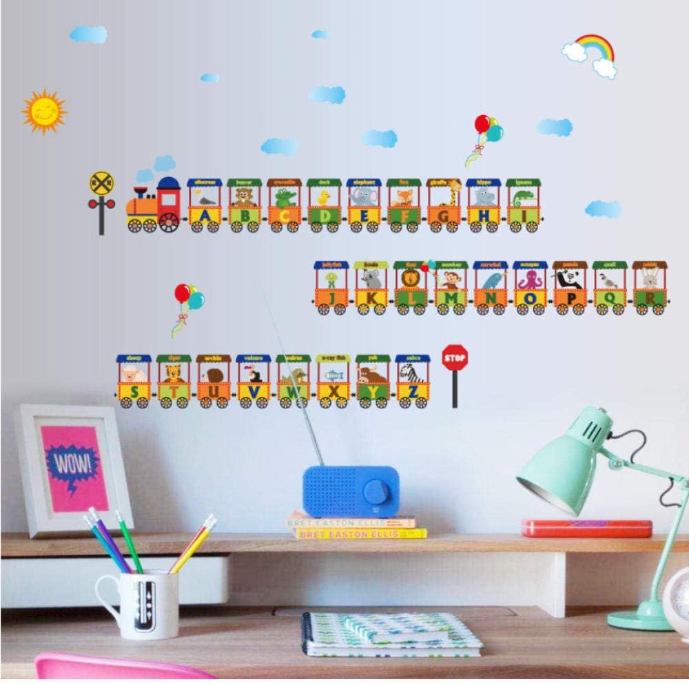 Fangminglei Dibujos Animados Inglés Carta Tren Etiqueta De La Pared