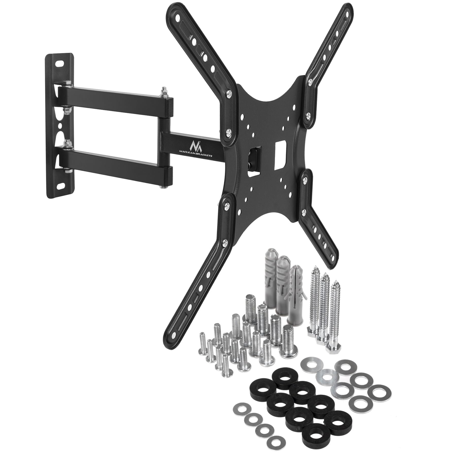 Maclean MC-759 LCD LED Monitor Plasma Wall Mount 13-60 "Mounting Bracket Wall Bracket Max VESA 400x400 to 30kg TV & Monitor 180 degree Swivel Adjustable Wall Distance