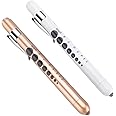 CAVN Pen Light with Pupil Gauge LED Penlight for Nurses Doctors, 2 Pcs Reusable Medical Penlight for Nursing Students Rose Go