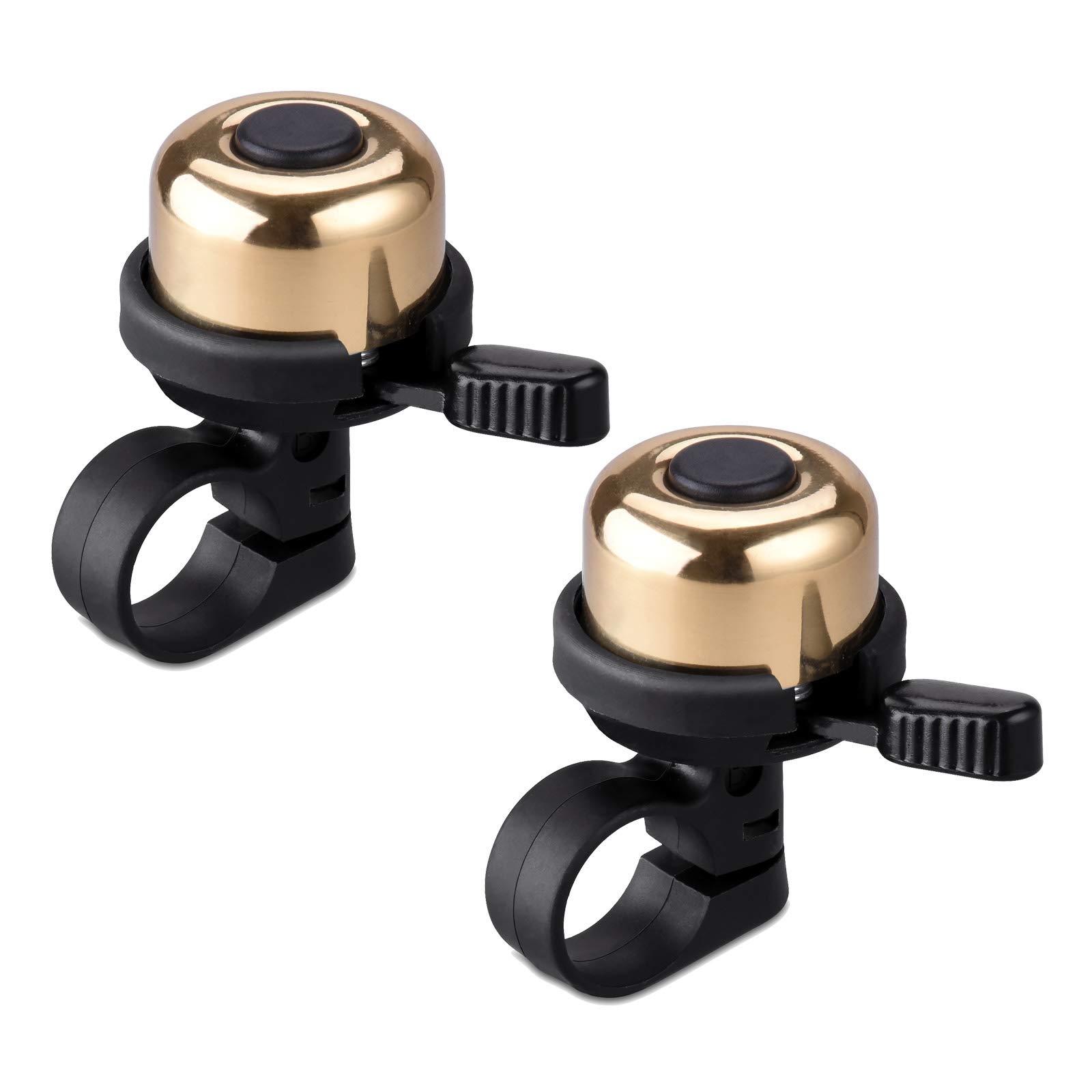 BONMIXC (2 PACK Bicycle Bell Brass Mini Bike Bell Gold