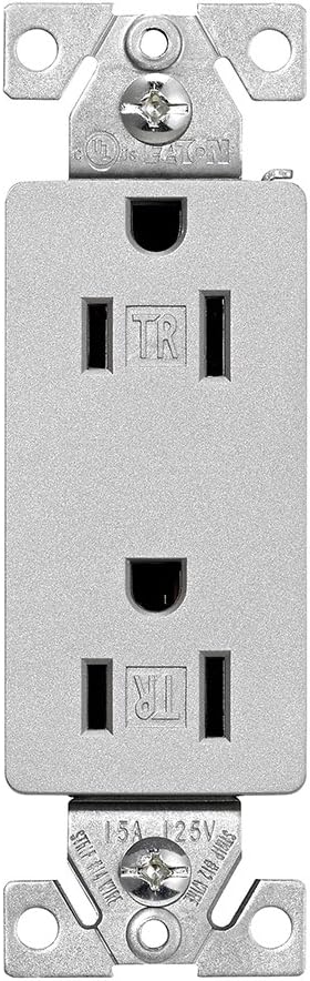 EATON TR1107SG-SP-L Designer Duplex Receptacle, Silver Granite - - 