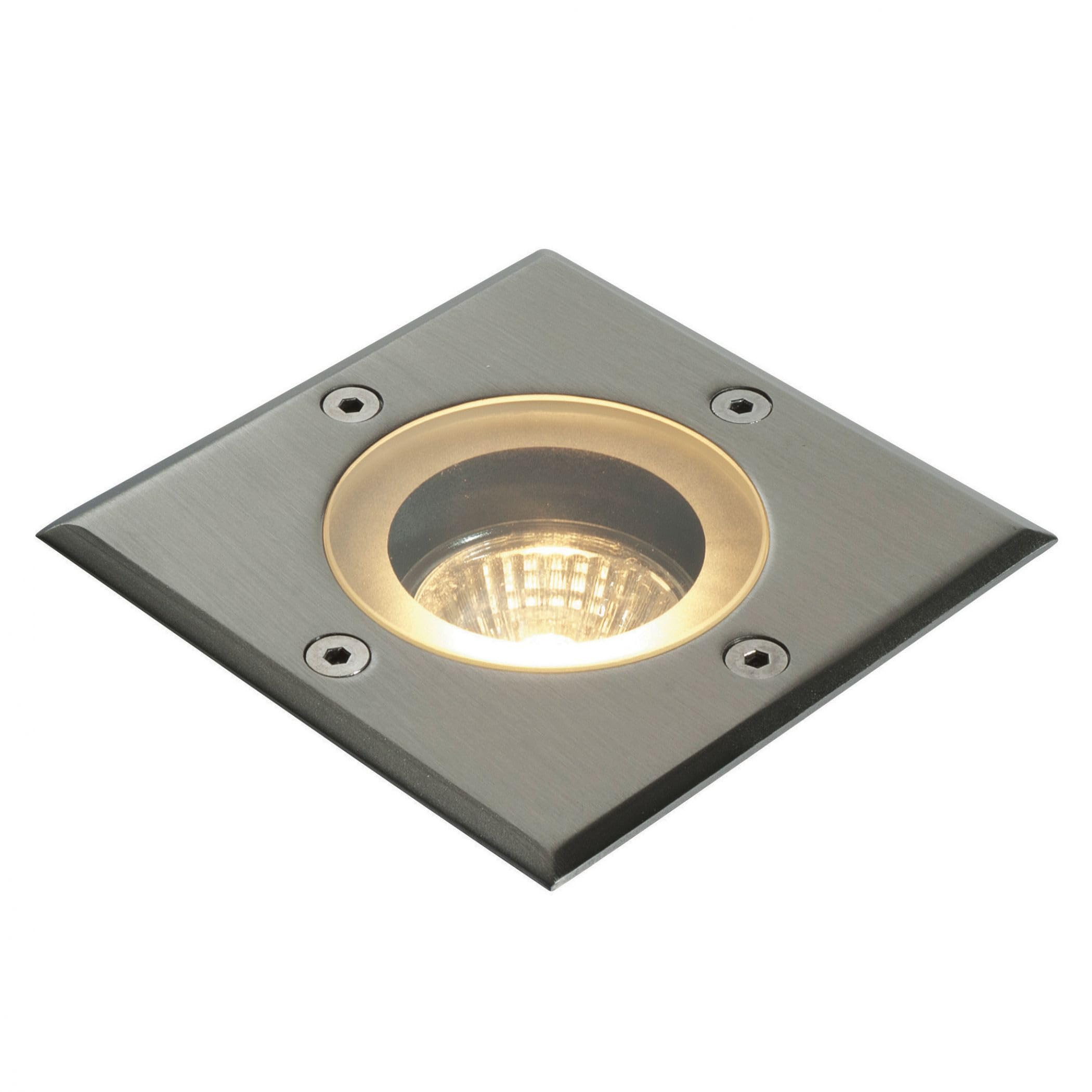 Saxby 50W Square Marine Grade Brushed Stainless Steel IP65 Outdoor Garden Walkover Decking Recessed Ground Light Uplighter