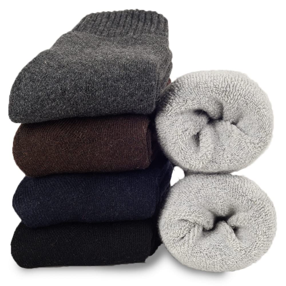 Josnown Socken Herren, 5 Paar Thermosocken WinterSocken mit Dicke Frotteesohle, Anti Schweiß, Atmungsaktives, Größe 39-45