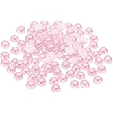 PATIKIL 600Pcs Flatback Pearls Beads for Crafting, 8mm Half Round Resin Beads Flatback Pearls for Nail Charms Handmade Phone Case Embellishment Rhinestones, Light Pink