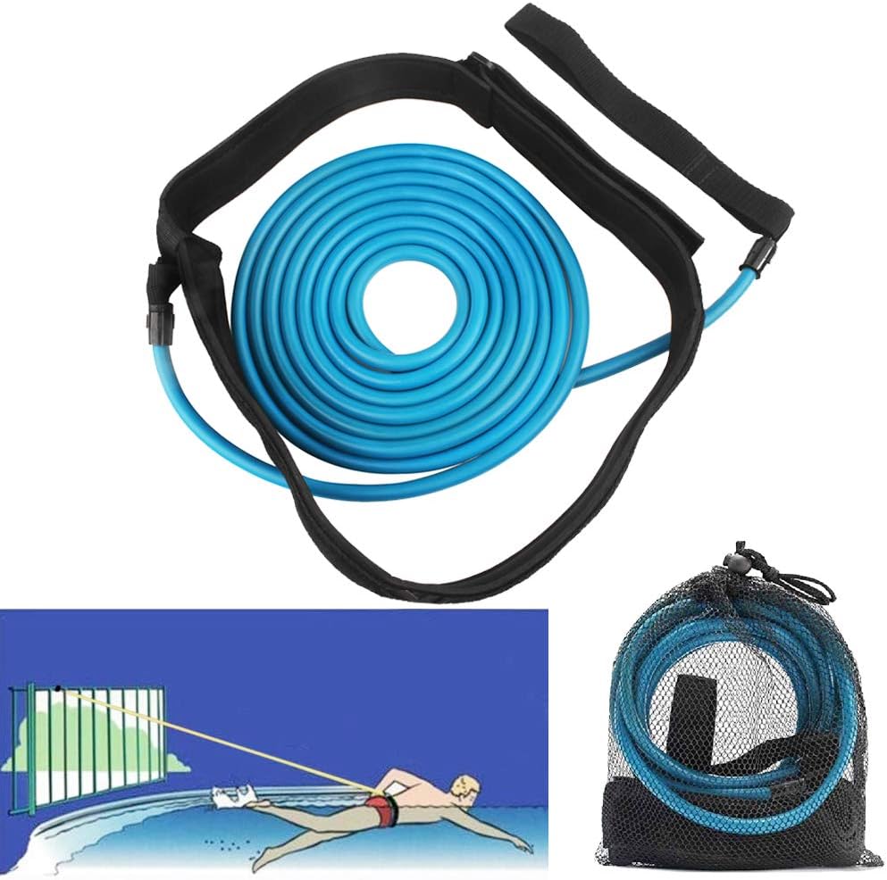 FOOING 4M Swim Training Belts, Swim Training Leash, Swim Tether Stationary Swimming, Swim Harness Static Swimming Belt, Swim Bungee Cords Resistance Bands (Blue, 4) : Sports & Outdoors