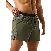 Rexcyril Men's Gym Workout Running Shorts 5 Inch Quick Dry Athletic Bodybuilding Shorts with Zipper Pockets