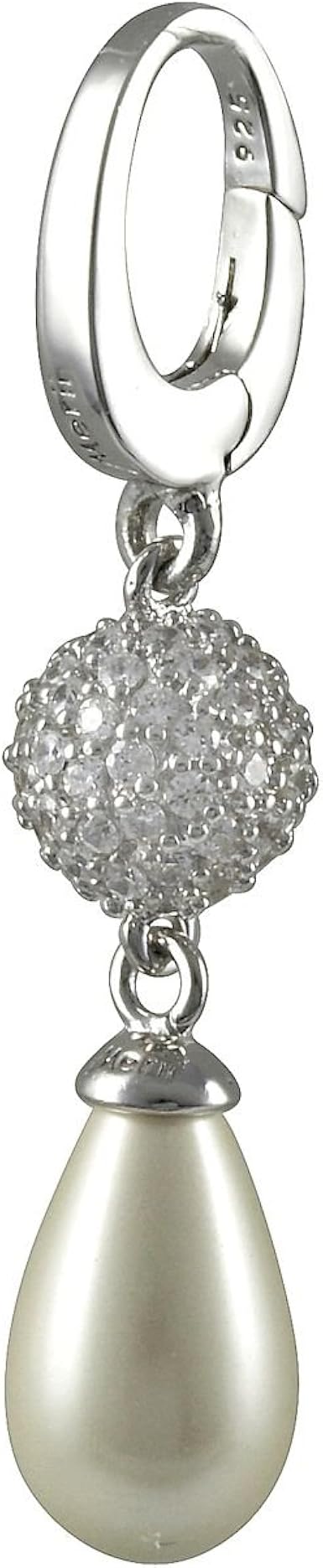 Merii Sterling Silver White Glass Pearl Cubic Zirconia Pendant Amazon Co Uk Clothing