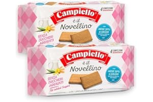Campiello Novellino Light Biscuits for Tea Time- 100% Plant-Based Cookies with No Milk & Eggs, No Added Sugar, Fresh Milk & Acacia Honey- Enjoy Healthy Snacks with Authentic Italian Taste - 2 Pack